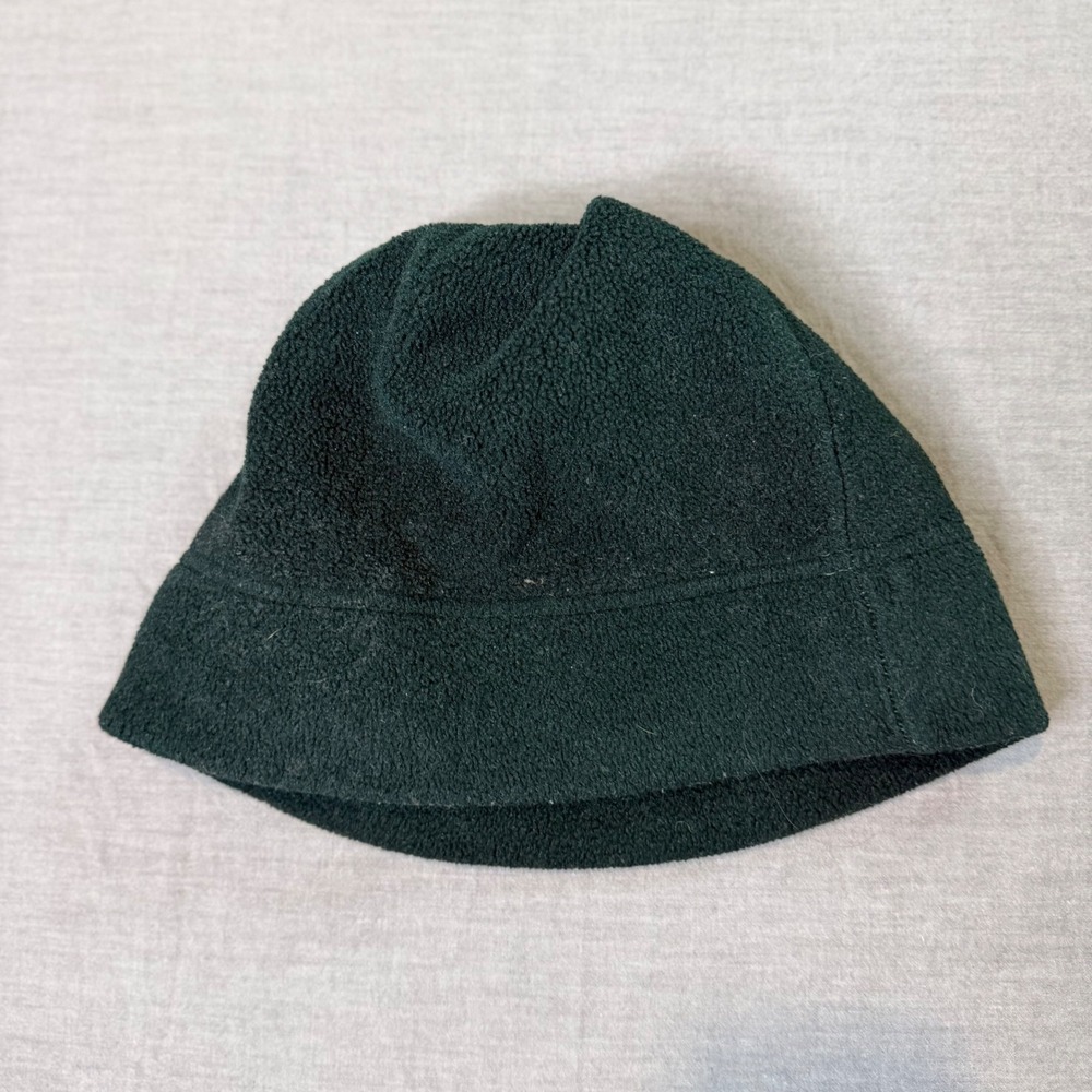 LL Bean Vintage Fleece Beanie Hat Hunter Green Made in USA One Size Vintage - Picture 2 of 5